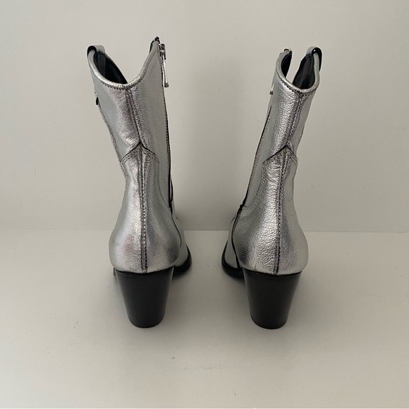 Free People Brayden Metallic Leather Metal Toe Western Cowboy Boots Booties 8.5 - Picture 13 of 16